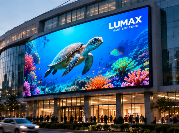 Outdoor LED display screen for commercial building applications