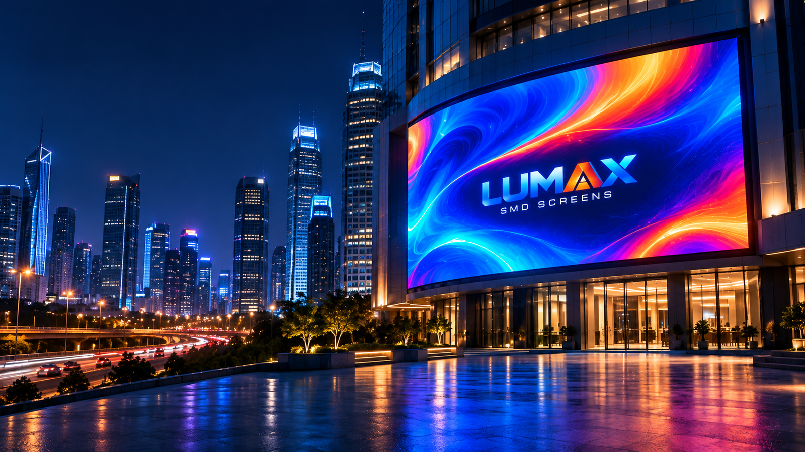 Outdoor SMD LED screen installed on commercial building