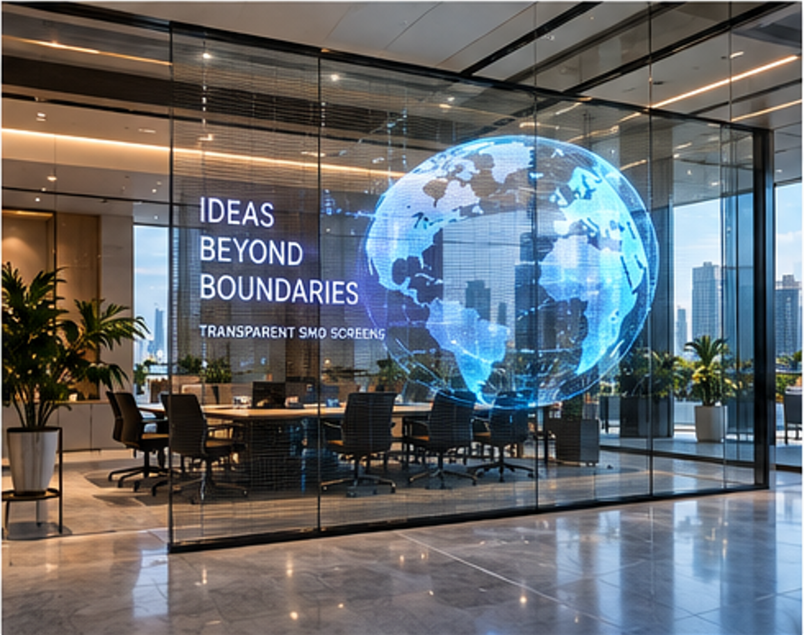 Indoor transparent SMD LED screen for retail and glass interiors