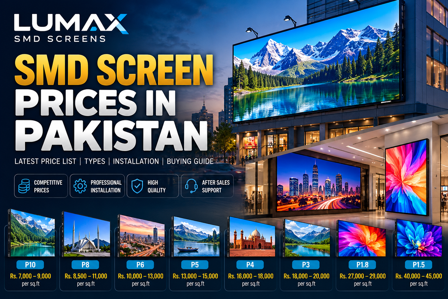 SMD screen prices in Pakistan 2026 - Lumax SMD Screens price guide