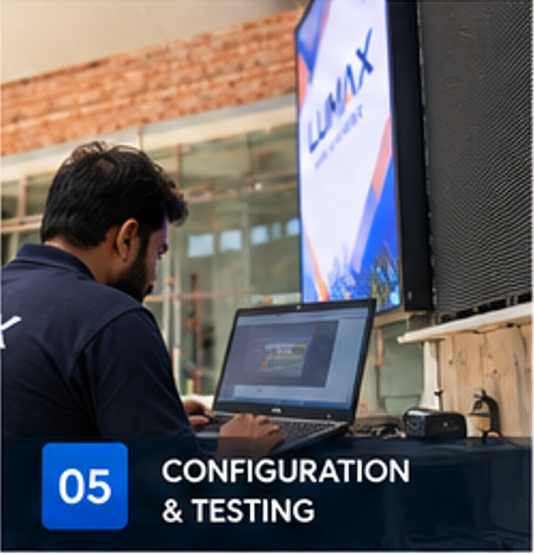 Huidu configuration and testing of P4 LED screen