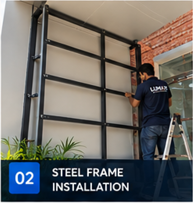 Steel frame installation for DHA Phase 5 P4 LED screen