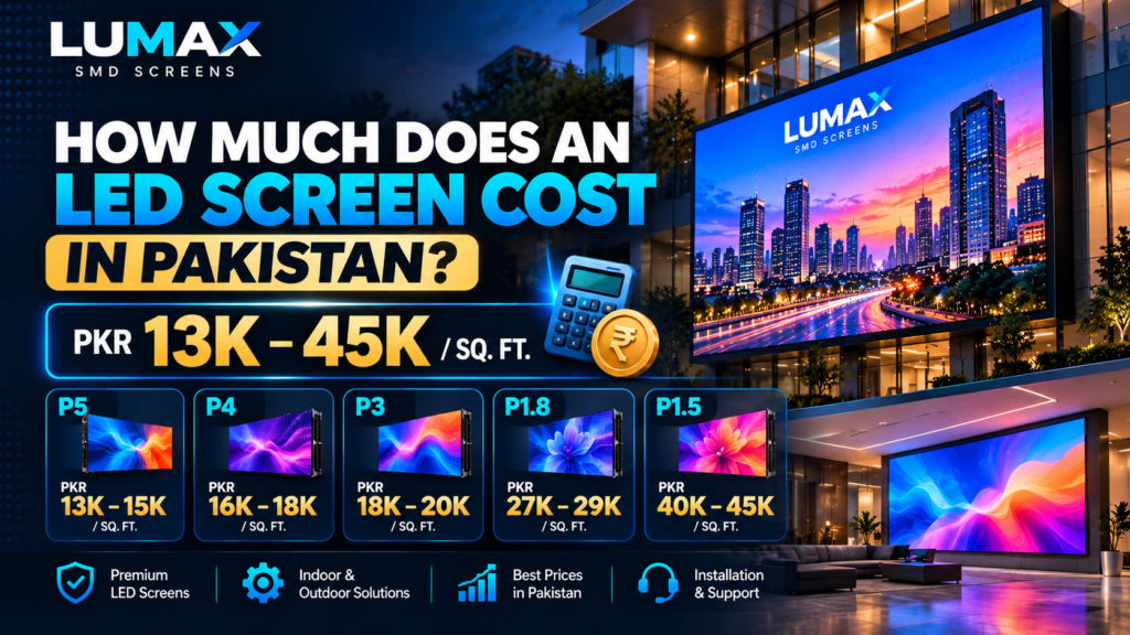 LED screen cost and price per square foot in Pakistan