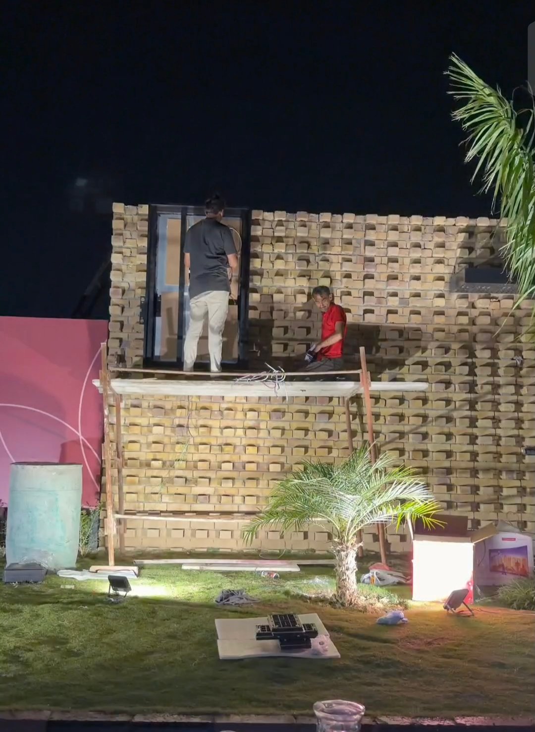 Power supplies and receiving cards being assembled inside Doha Heights P3 SMD screen